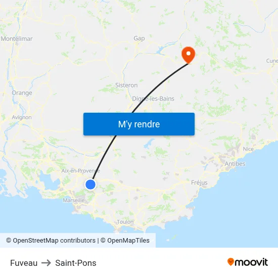 Fuveau to Saint-Pons map