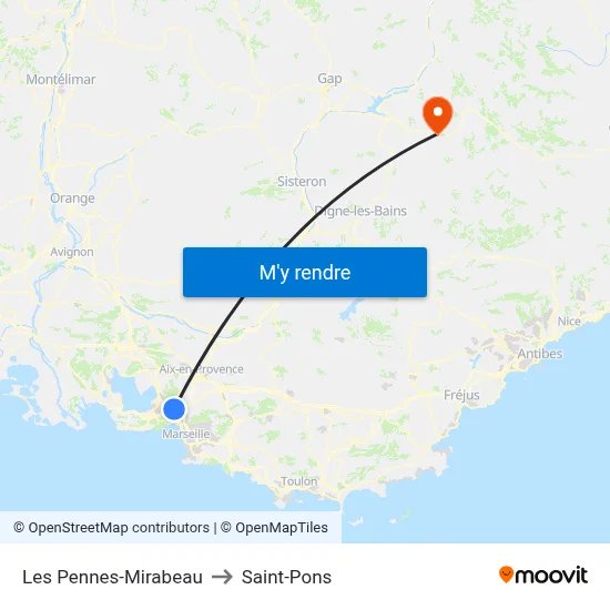 Les Pennes-Mirabeau to Saint-Pons map