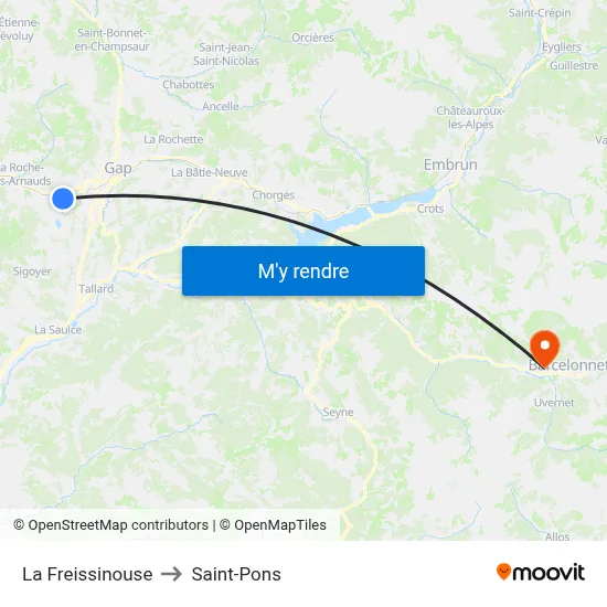 La Freissinouse to Saint-Pons map