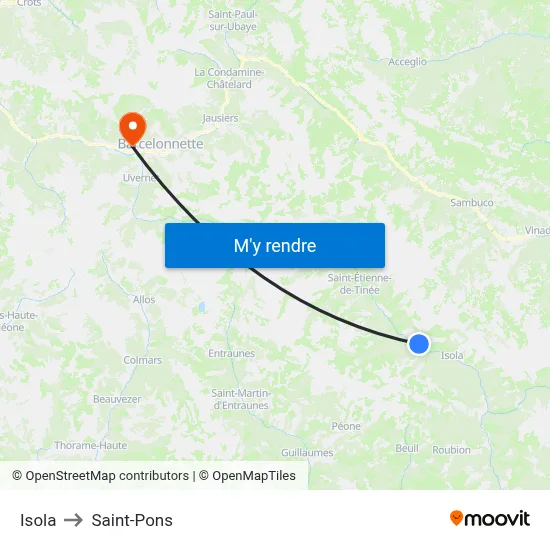 Isola to Saint-Pons map