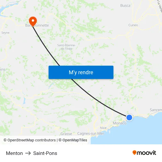 Menton to Saint-Pons map