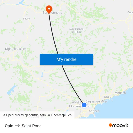 Opio to Saint-Pons map