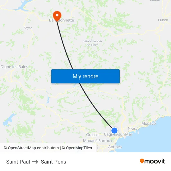 Saint-Paul to Saint-Pons map