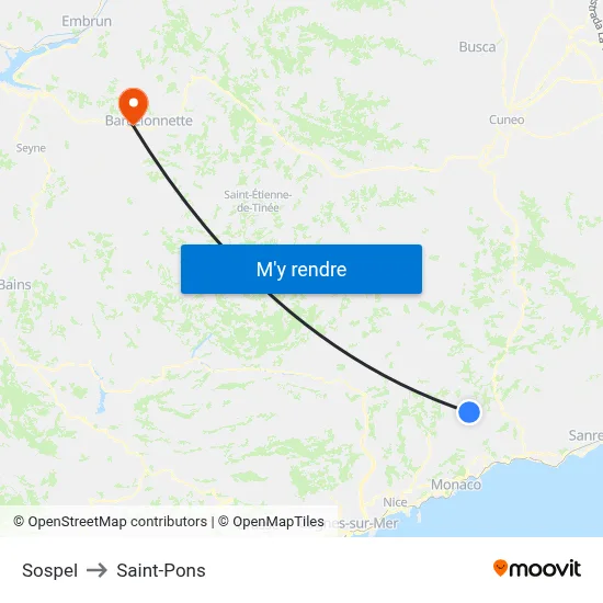 Sospel to Saint-Pons map