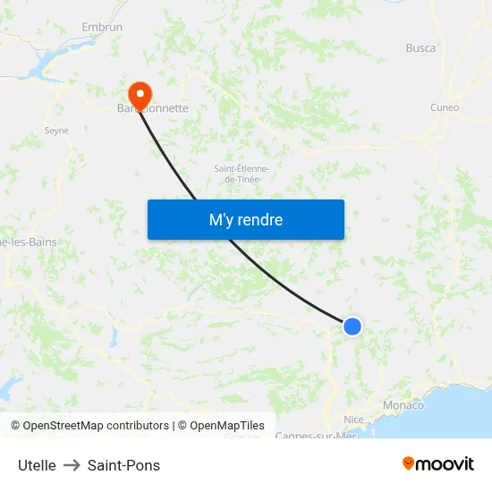 Utelle to Saint-Pons map
