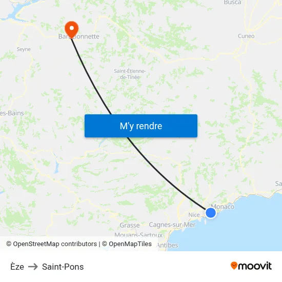 Èze to Saint-Pons map