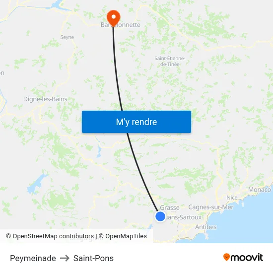 Peymeinade to Saint-Pons map