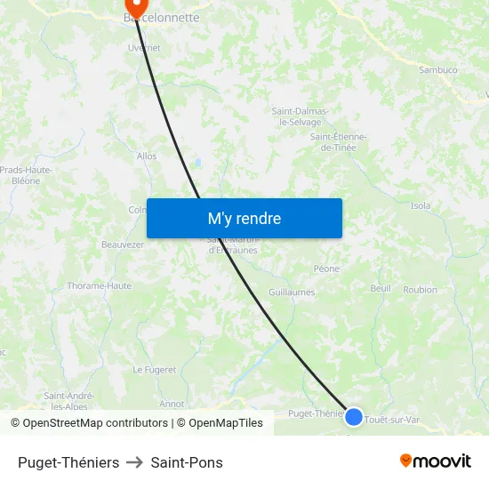 Puget-Théniers to Saint-Pons map