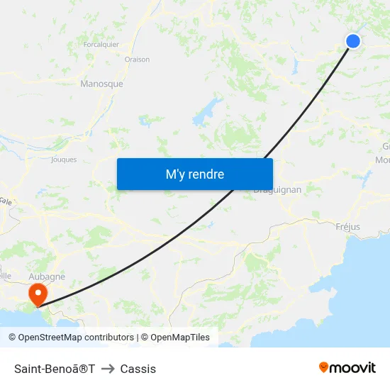 Saint-Benoã®T to Cassis map