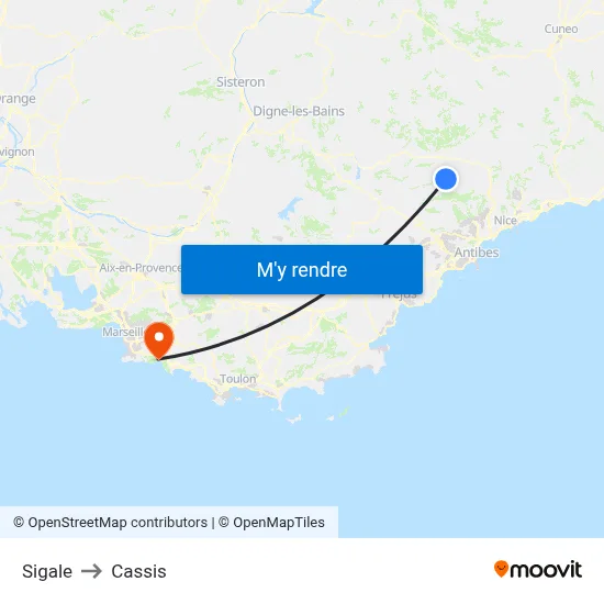 Sigale to Cassis map