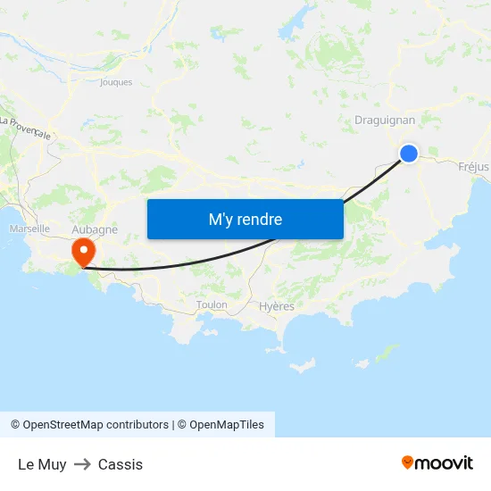 Le Muy to Cassis map