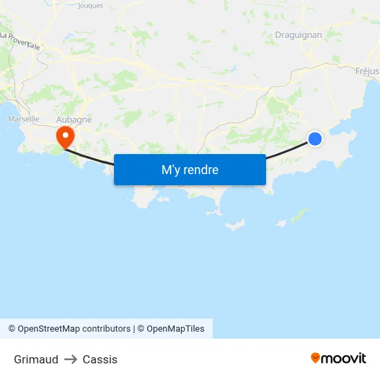 Grimaud to Cassis map