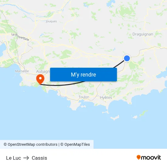 Le Luc to Cassis map