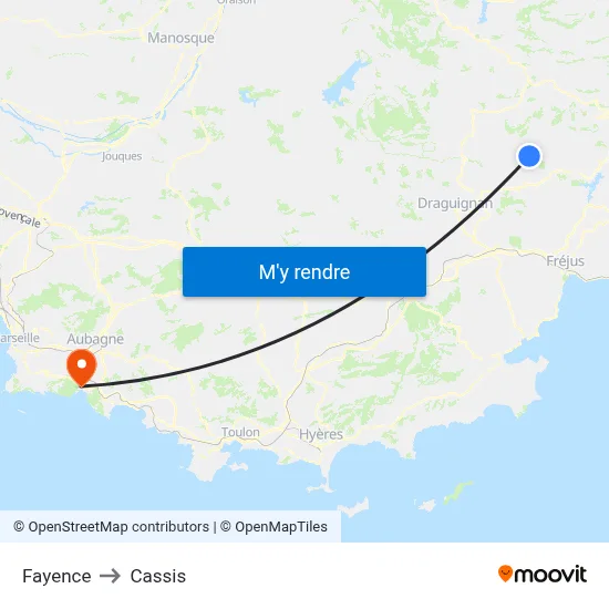 Fayence to Cassis map