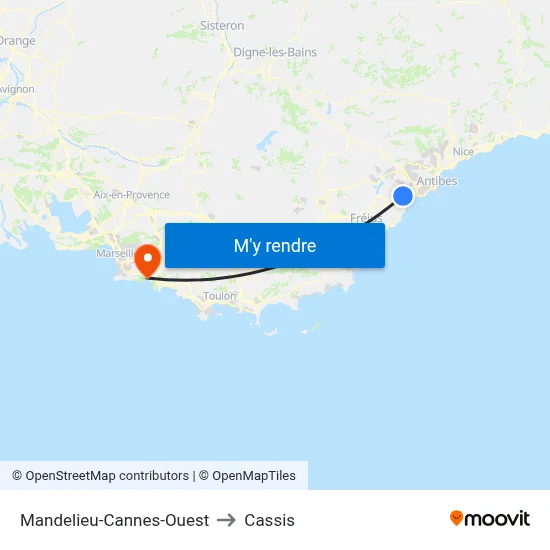 Mandelieu-Cannes-Ouest to Cassis map