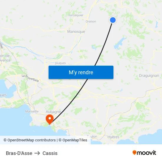 Bras-D'Asse to Cassis map