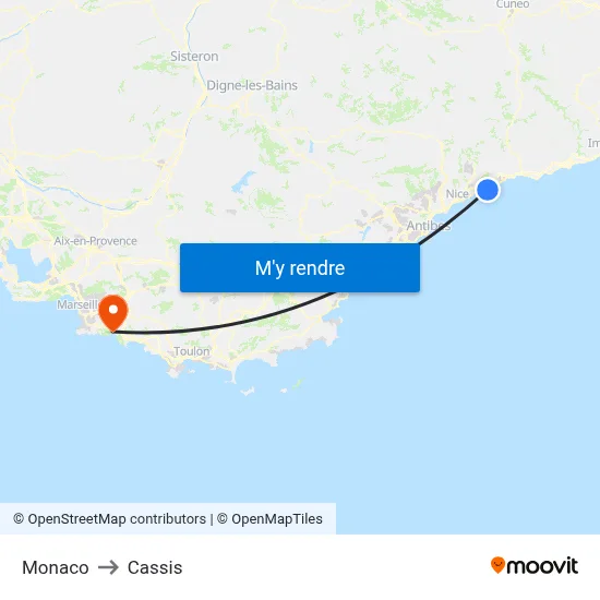 Monaco to Cassis map