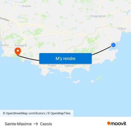 Sainte-Maxime to Cassis map