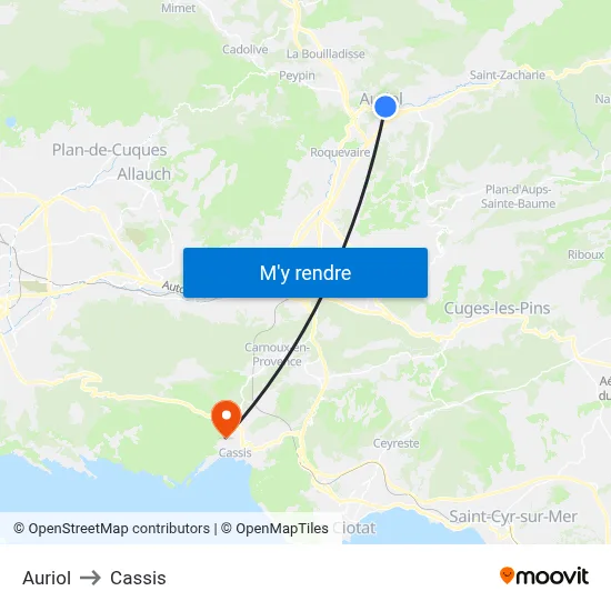 Auriol to Cassis map