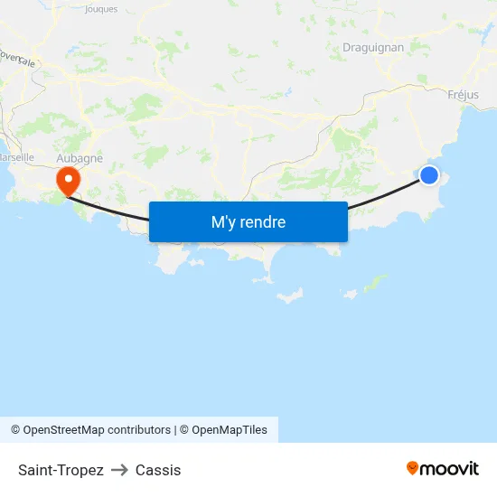 Saint-Tropez to Cassis map