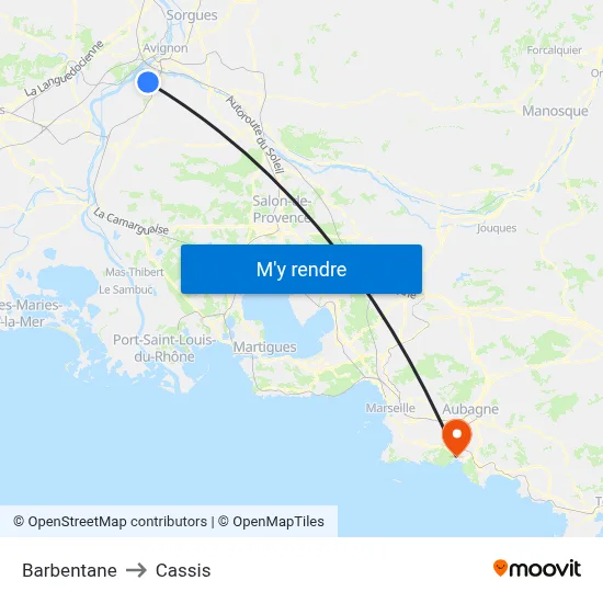 Barbentane to Cassis map