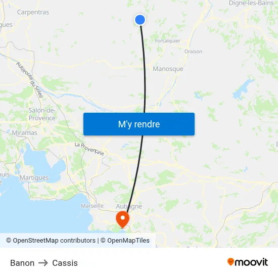 Banon to Cassis map