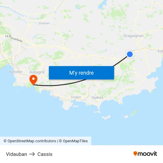 Vidauban to Cassis map