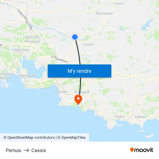 Pertuis to Cassis map