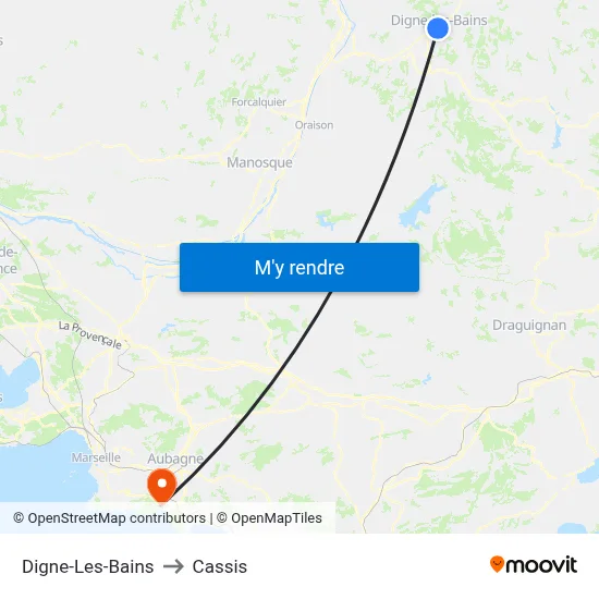 Digne-Les-Bains to Cassis map