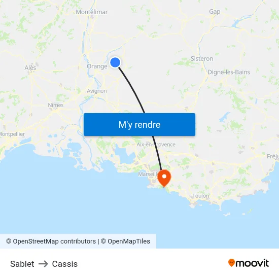 Sablet to Cassis map