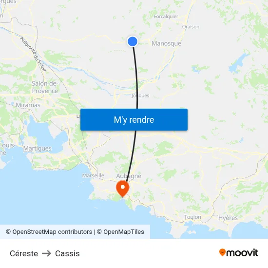 Céreste to Cassis map