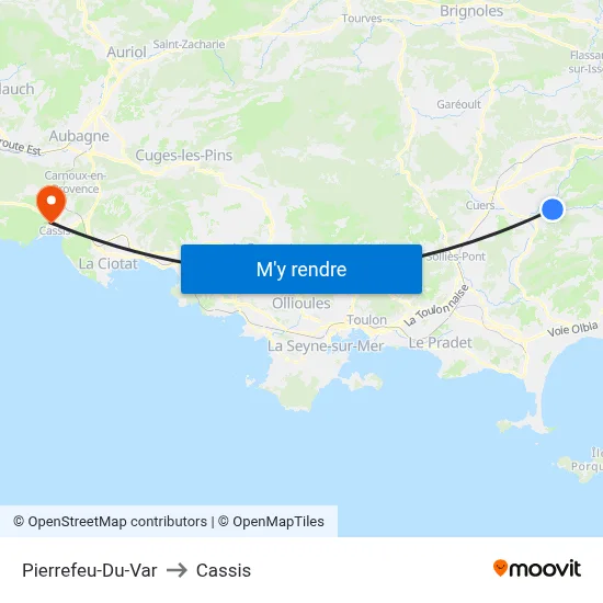 Pierrefeu-Du-Var to Cassis map