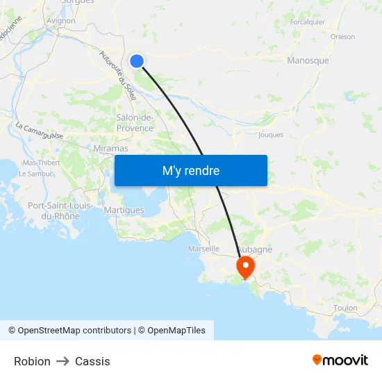 Robion to Cassis map