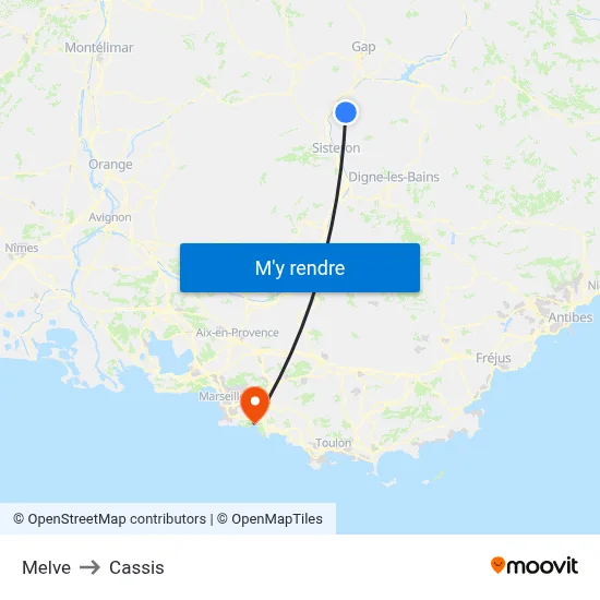 Melve to Cassis map