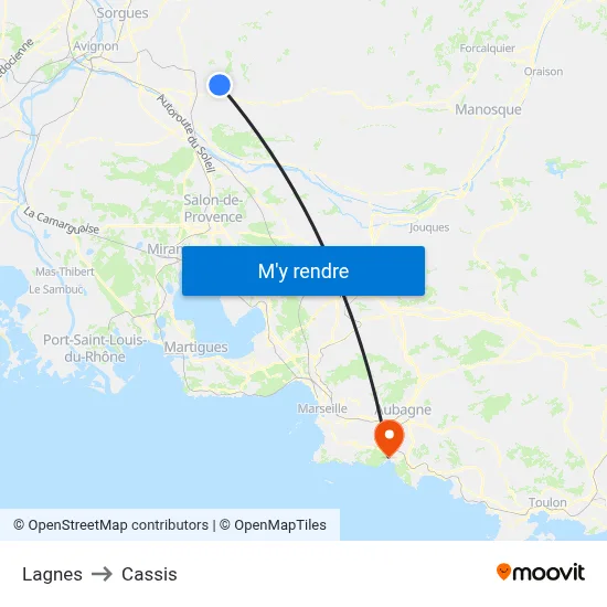 Lagnes to Cassis map