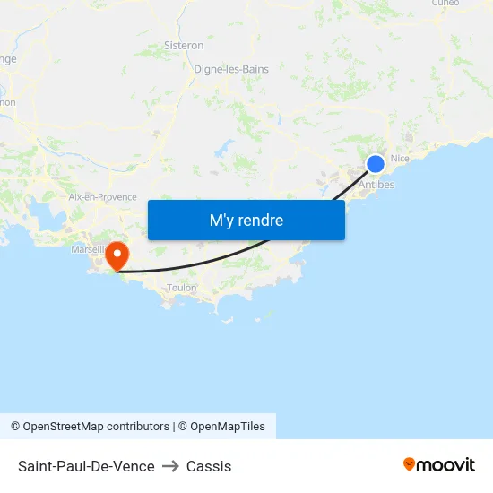 Saint-Paul-De-Vence to Cassis map