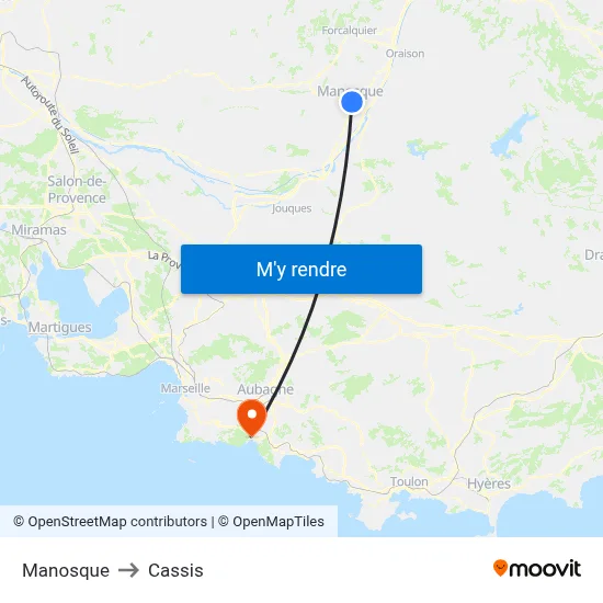 Manosque to Cassis map