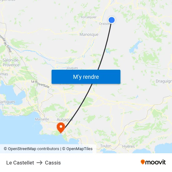 Le Castellet to Cassis map