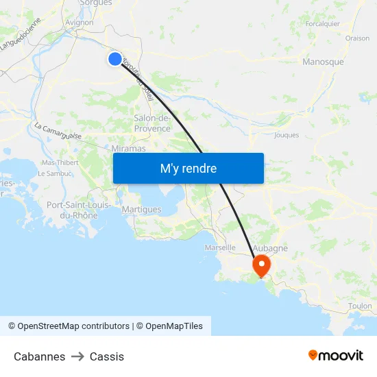 Cabannes to Cassis map