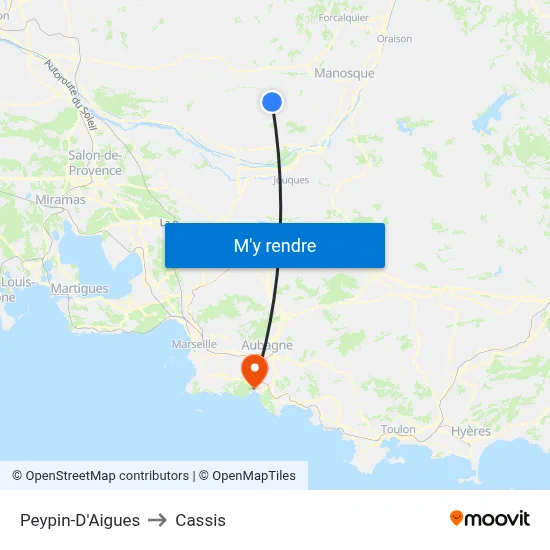 Peypin-D'Aigues to Cassis map