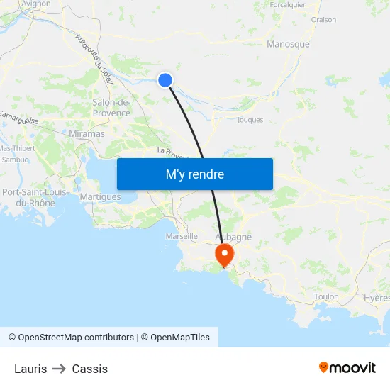 Lauris to Cassis map