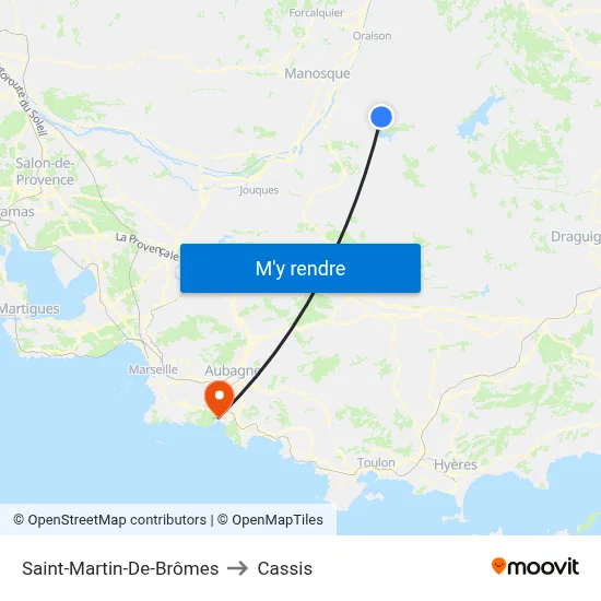 Saint-Martin-De-Brômes to Cassis map
