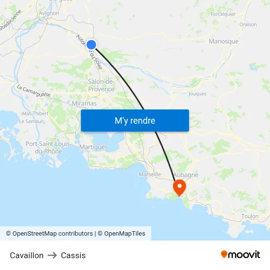 Cavaillon to Cassis map
