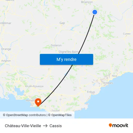 Château-Ville-Vieille to Cassis map