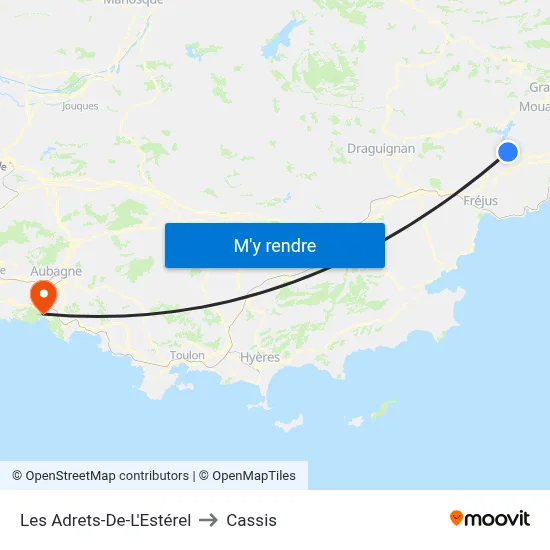 Les Adrets-De-L'Estérel to Cassis map