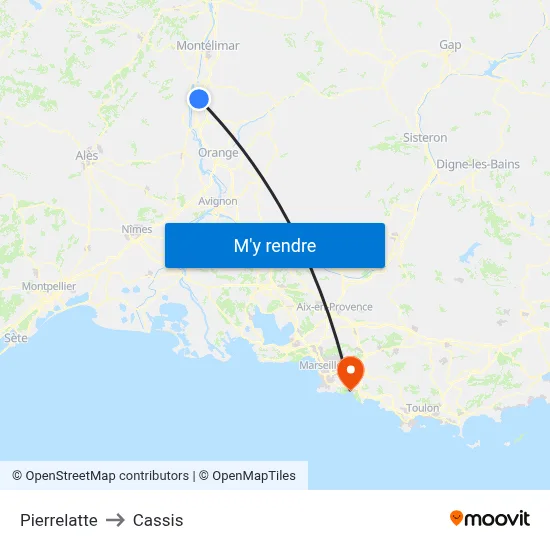 Pierrelatte to Cassis map