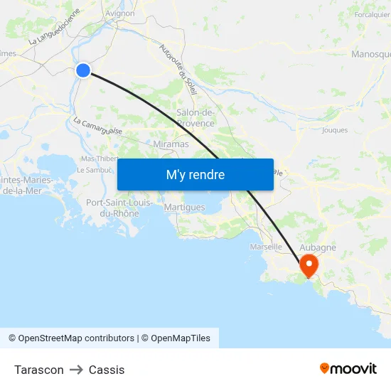Tarascon to Cassis map