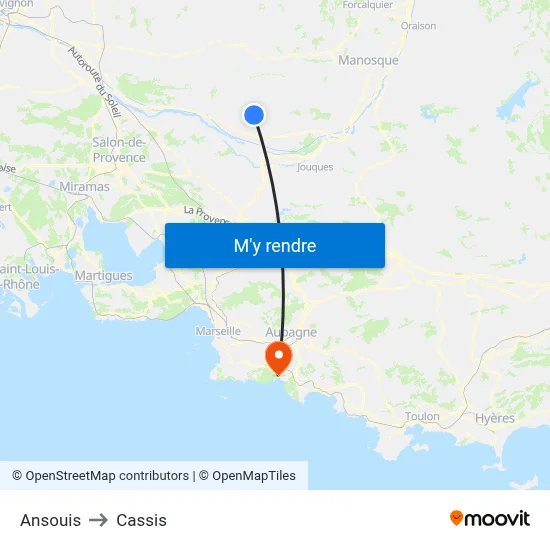 Ansouis to Cassis map