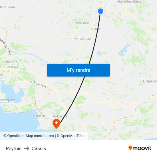 Peyruis to Cassis map