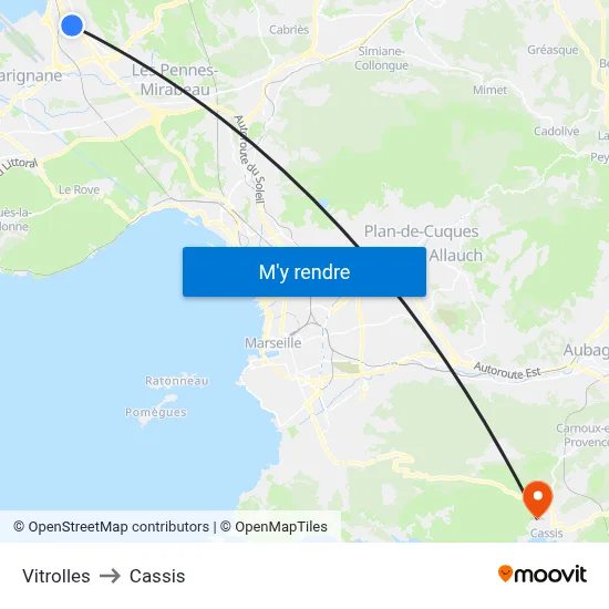 Vitrolles to Cassis map